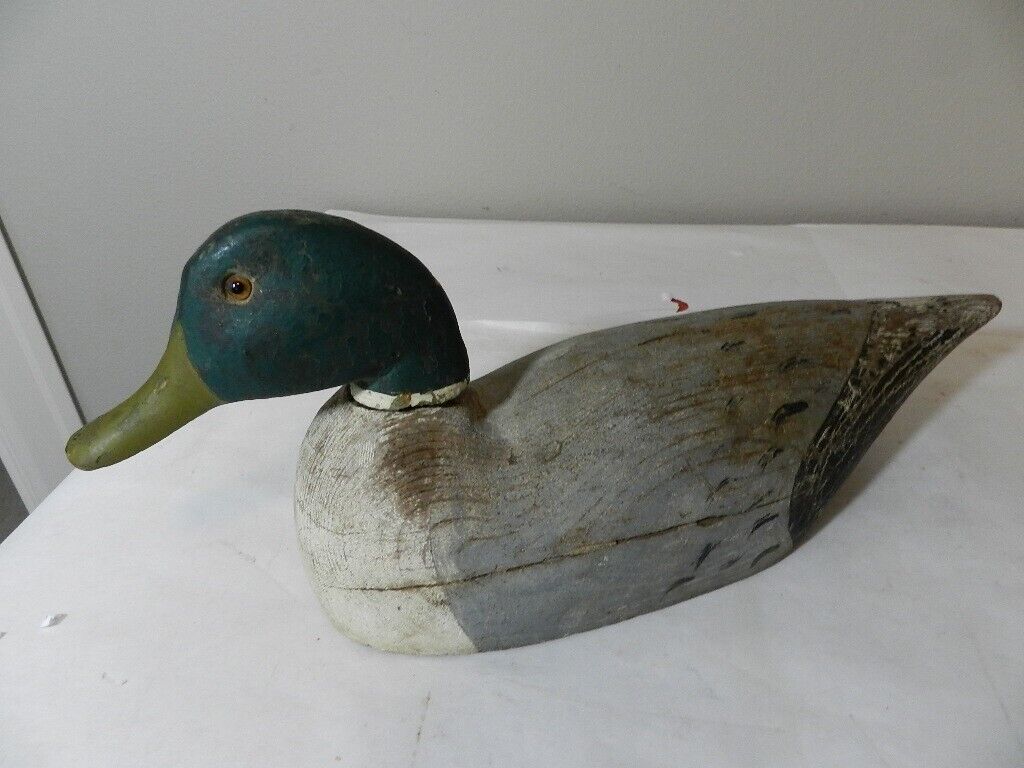 Vintage Wood Duck Decoy- Vintage Hunting- Antique Decoy- Duck Hunting-glass Eyes