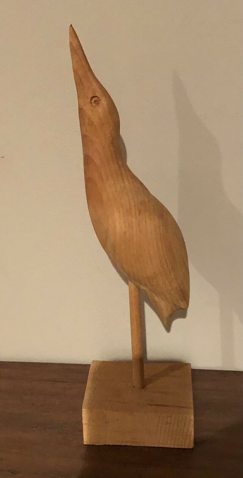 Vintage Carved Unfinished Shorebird Decoy With Wood Base Project Piece
